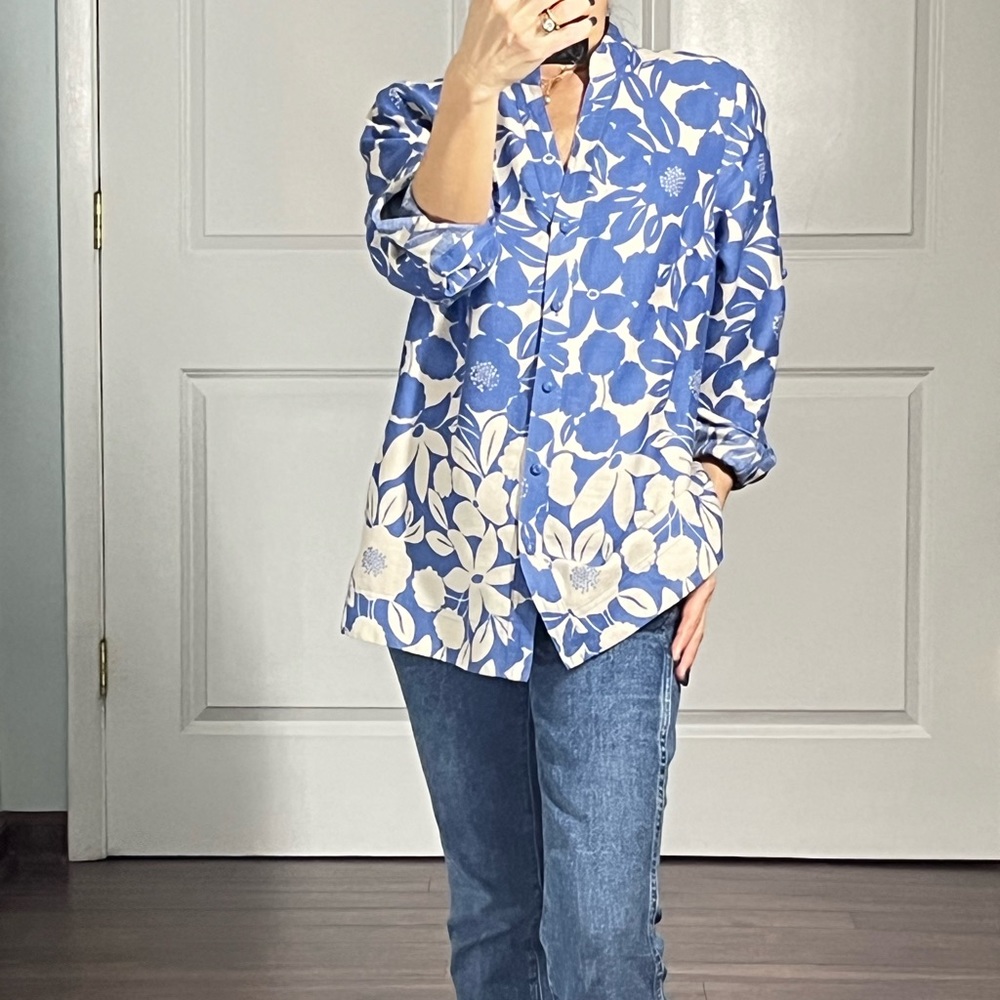 Charter Club 100% linen floral shirt size 8P